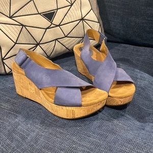 Blue wedge heels